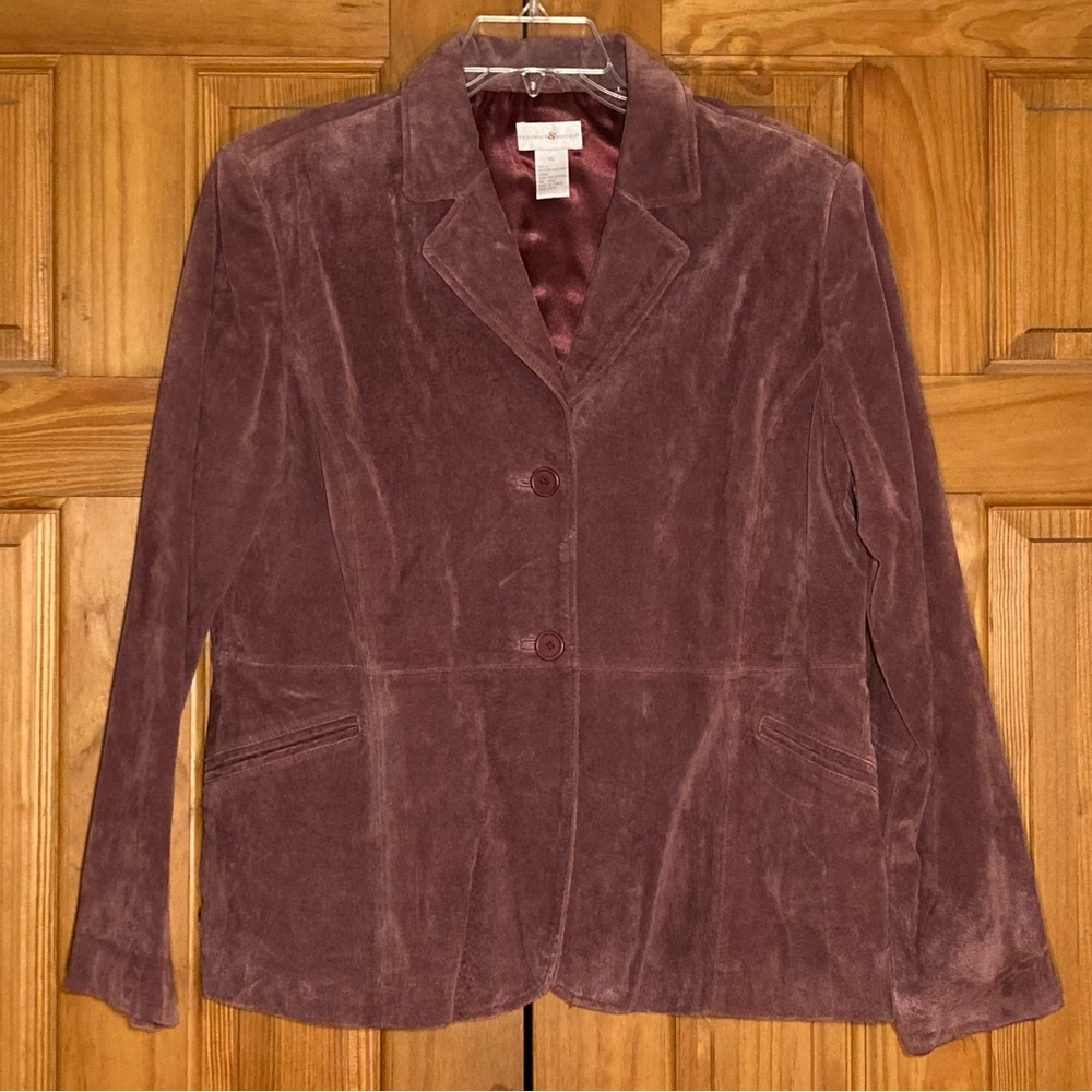 NWOT Preswick & Moore Vintage 90s Suede Leather Coat Jacket Purple Size XL